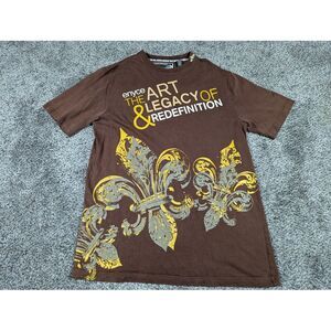 Vintage ENYCE Shirt Mens XXL 2XL Brown‎ AOP Grunge Hip Hop Y2K T Shirt